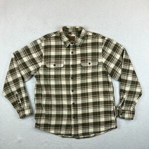 Mens‎ Orvis Heavy Plaid Long Sleeve Button Down Flannel Overshirt Size Large EUC